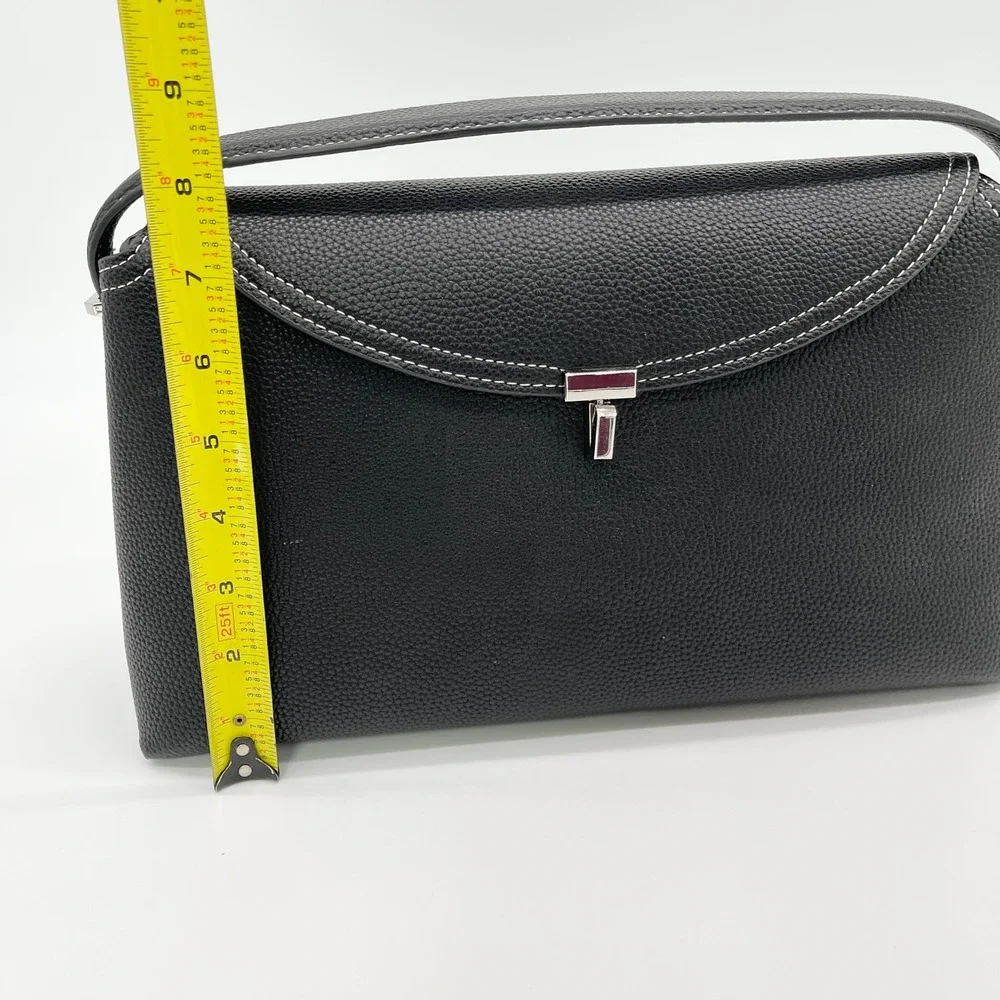 Top Handle Bag Crossbody Unbranded Black Pebbled Minimal Structured Timeless